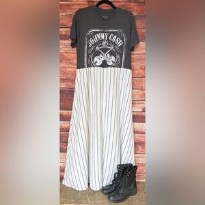🎸The Remix Collection🥁 Johnny Cash Addition! Band Tee to maxi! Repurposed.